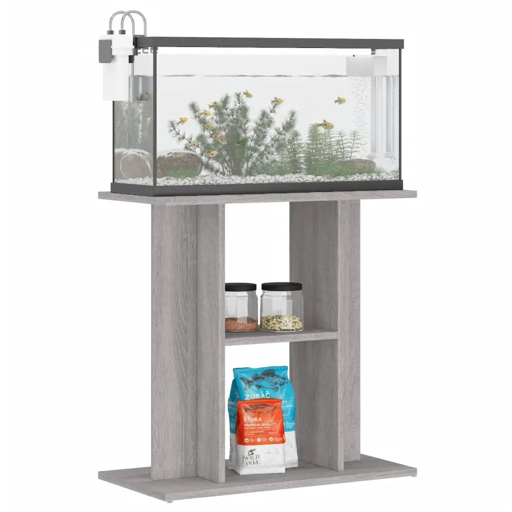 Aquarium Stand Grey 60x30x60 cm 3-Tier Storage Fish Tank Display Cabinet