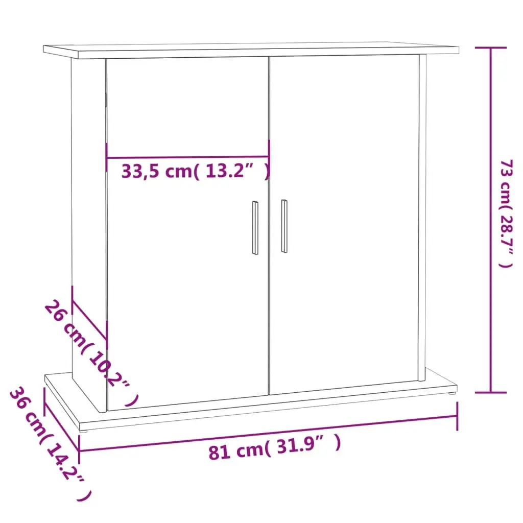 Aquarium Stand Brown Engineered Wood 81 x 36 x 73 cm Storage Compartments