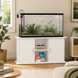 Compact White Aquarium Stand with Storage 121x41x58cm
