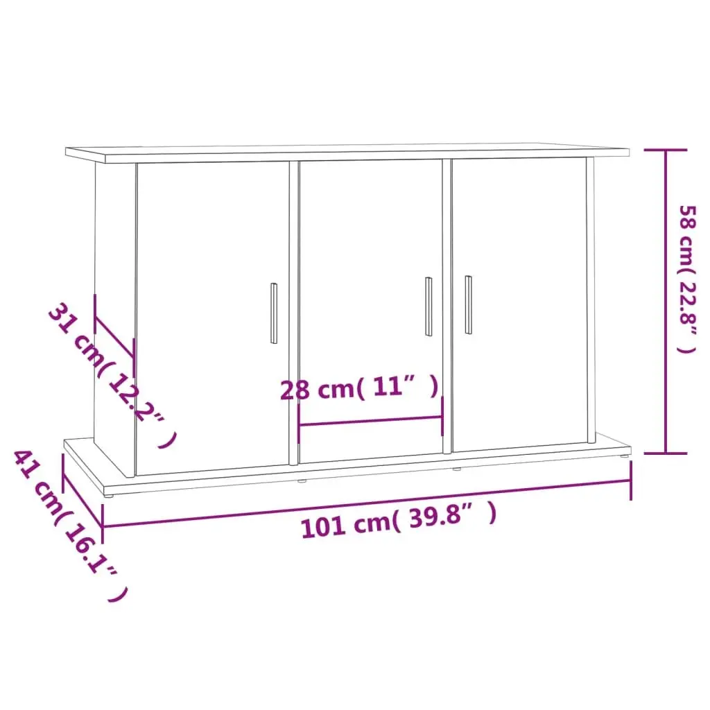 Aquarium Stand White Engineered Wood 101x41x58 cm Storage Cabinet