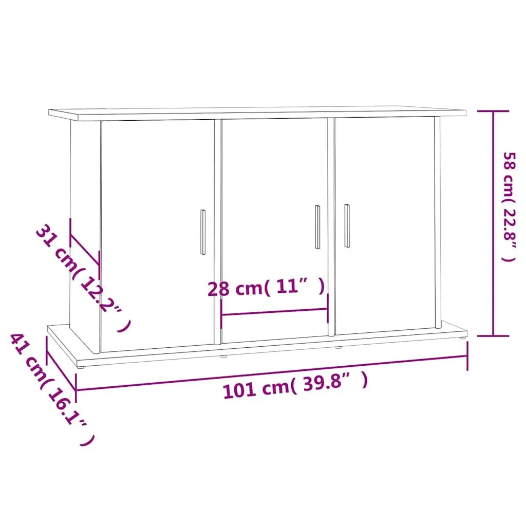 Aquarium Stand Grey Engineered Wood 101x41x58cm Stable Storage with 6 Compartments