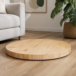 Compact Round Brown Pine Table Top - Solid Build