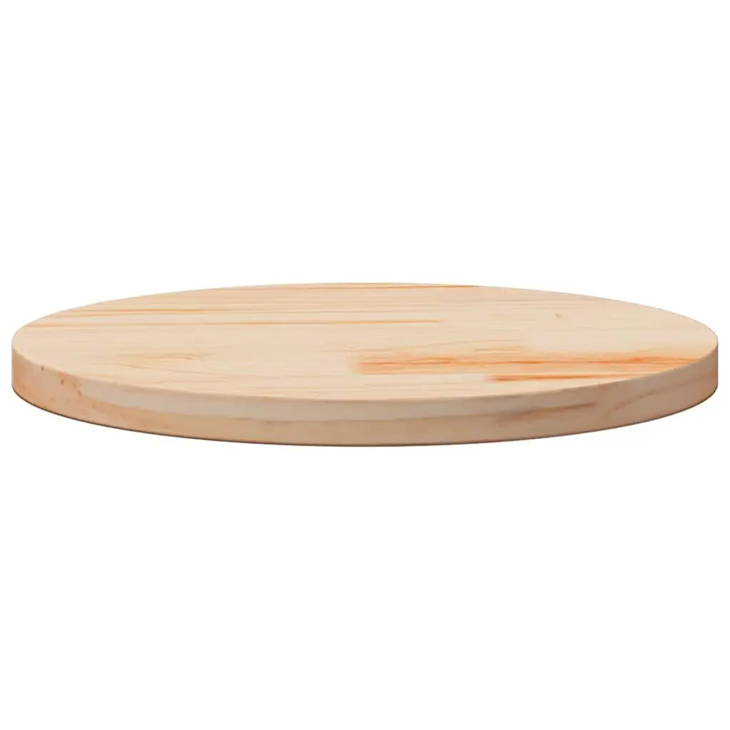 Round Solid Wood Table Top Brown Ø50cm 3cm Thick Pine Dining Side Tabletop