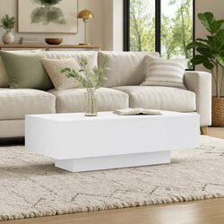 Coffee Table White Modern Design Living Room Accent Furniture Engineered Wood