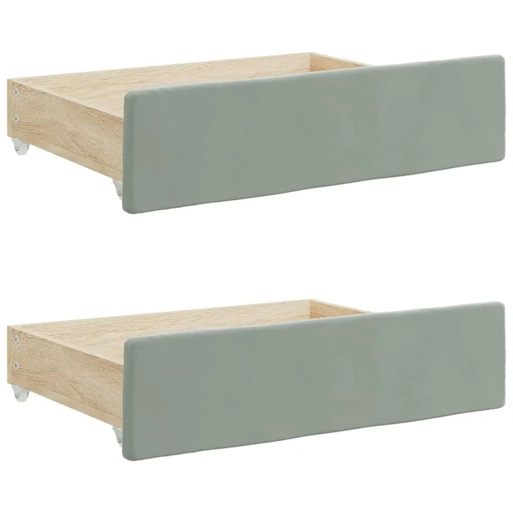 Under Bed Storage Drawers Grey 2 pcs Engineered Wood Velvet Easy-Glide Wheels