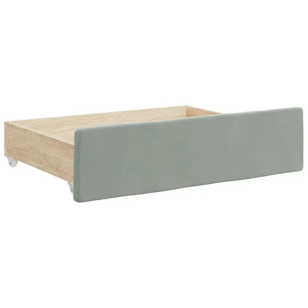 Under Bed Storage Drawers Grey 2 pcs Engineered Wood Velvet Easy-Glide Wheels