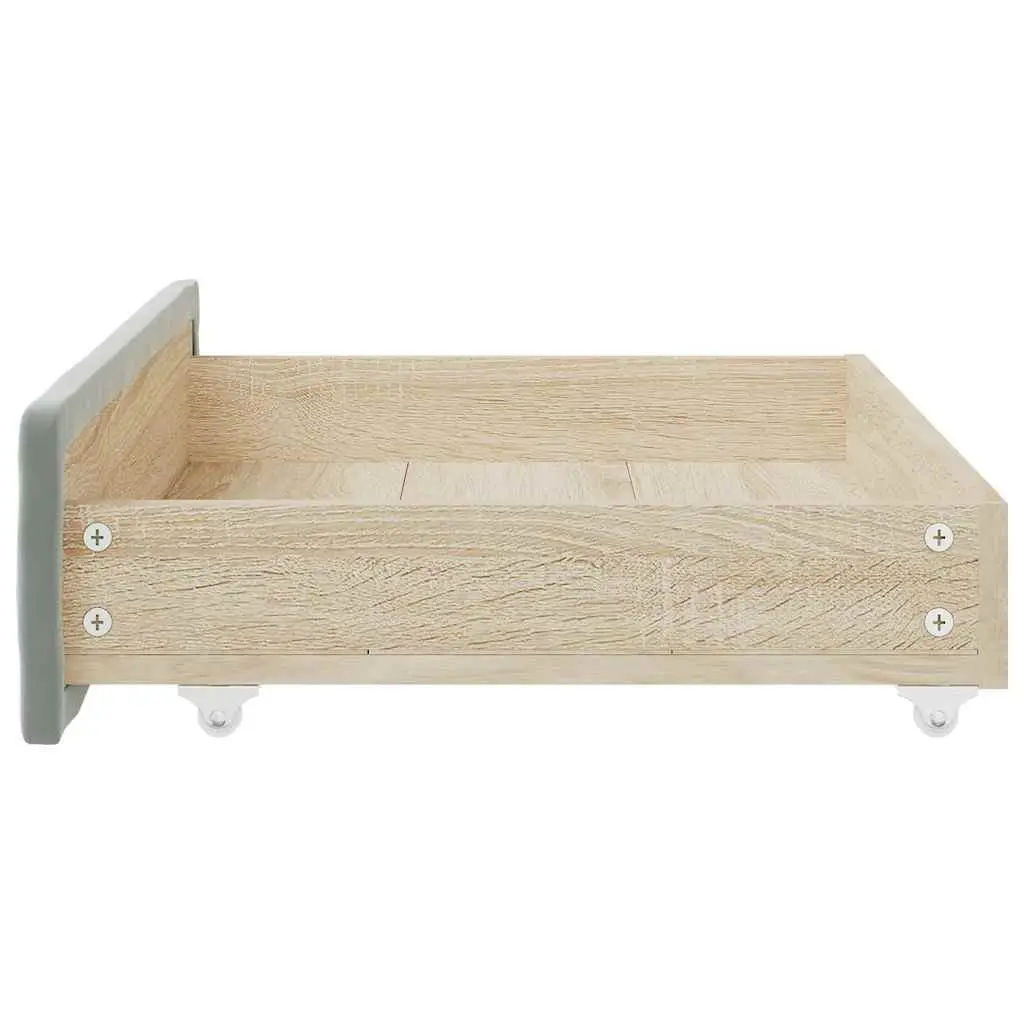 Under Bed Storage Drawers Grey 2 pcs Engineered Wood Velvet Easy-Glide Wheels