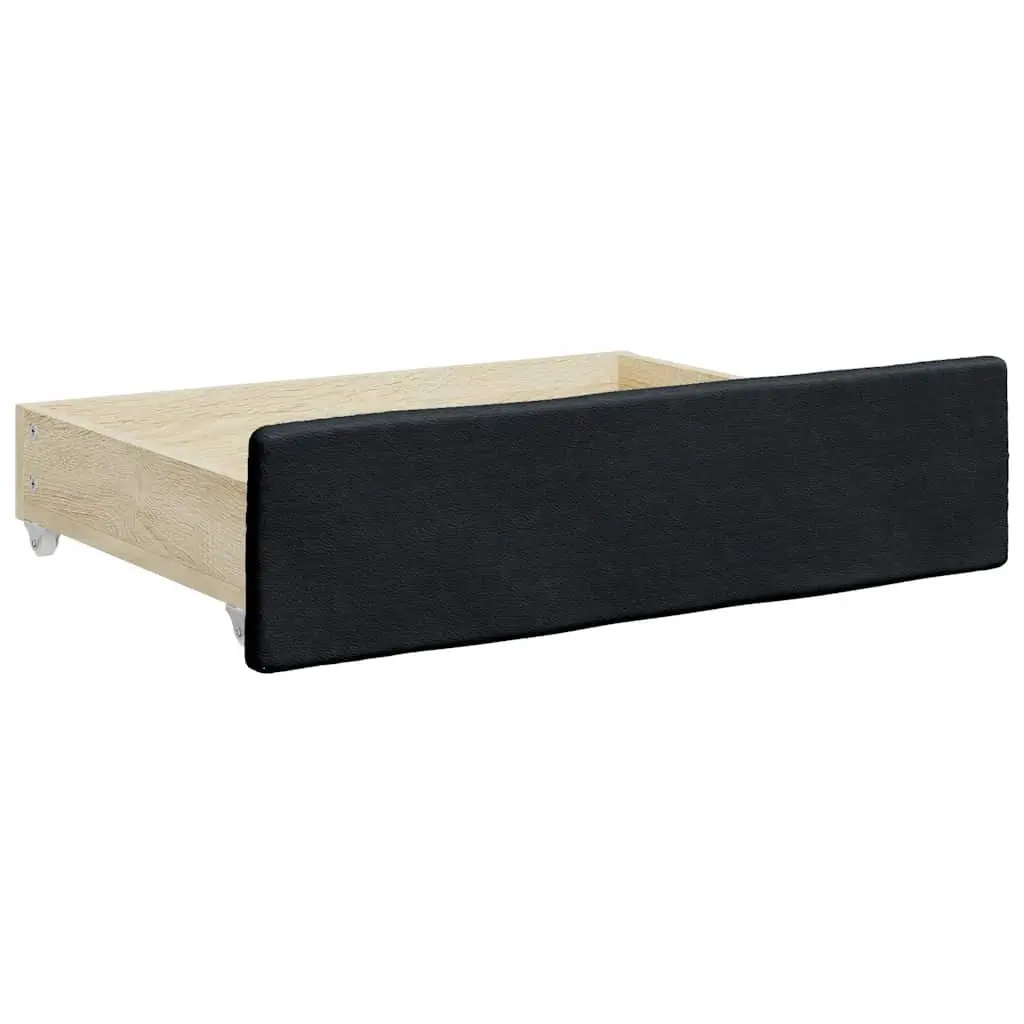 Under Bed Storage Drawers Black 2 Piece Faux Leather Engineered Wood Easy Glide Wheels