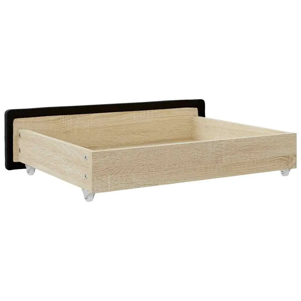 Under Bed Storage Drawers Black 2 Piece Faux Leather Engineered Wood Easy Glide Wheels