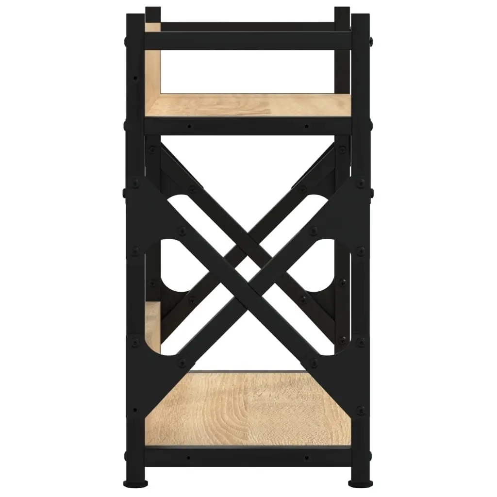 2-Tier Organiser Brown Engineered Wood Metal Frame Printer Stand for Office Use