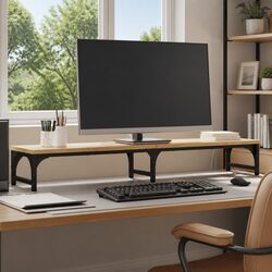 Monitor Stand Riser Sonoma Oak Computer Desk Organizer Storage Space Adjustable
