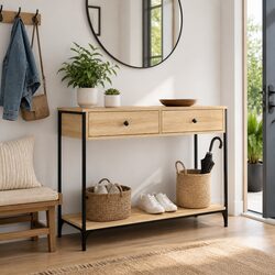 Compact Console Table with Industrial Appeal