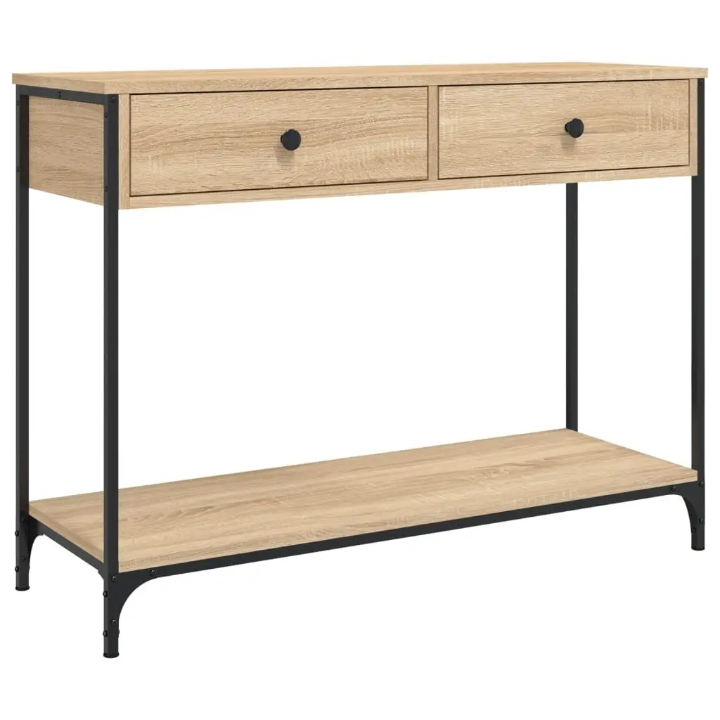 Console Table Brown 100 x 34.5 x 75 cm Engineered Wood Metal Frame Storage