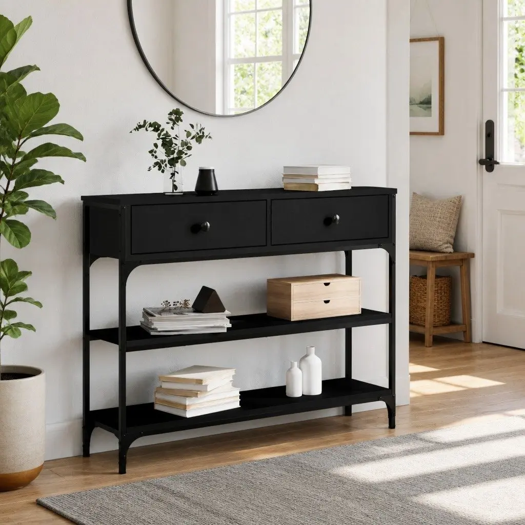 Black Console Table for Entryway Storage