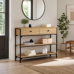 Console Table Sonoma Oak Engineered Wood Hallway Entryway Accent Table Brown