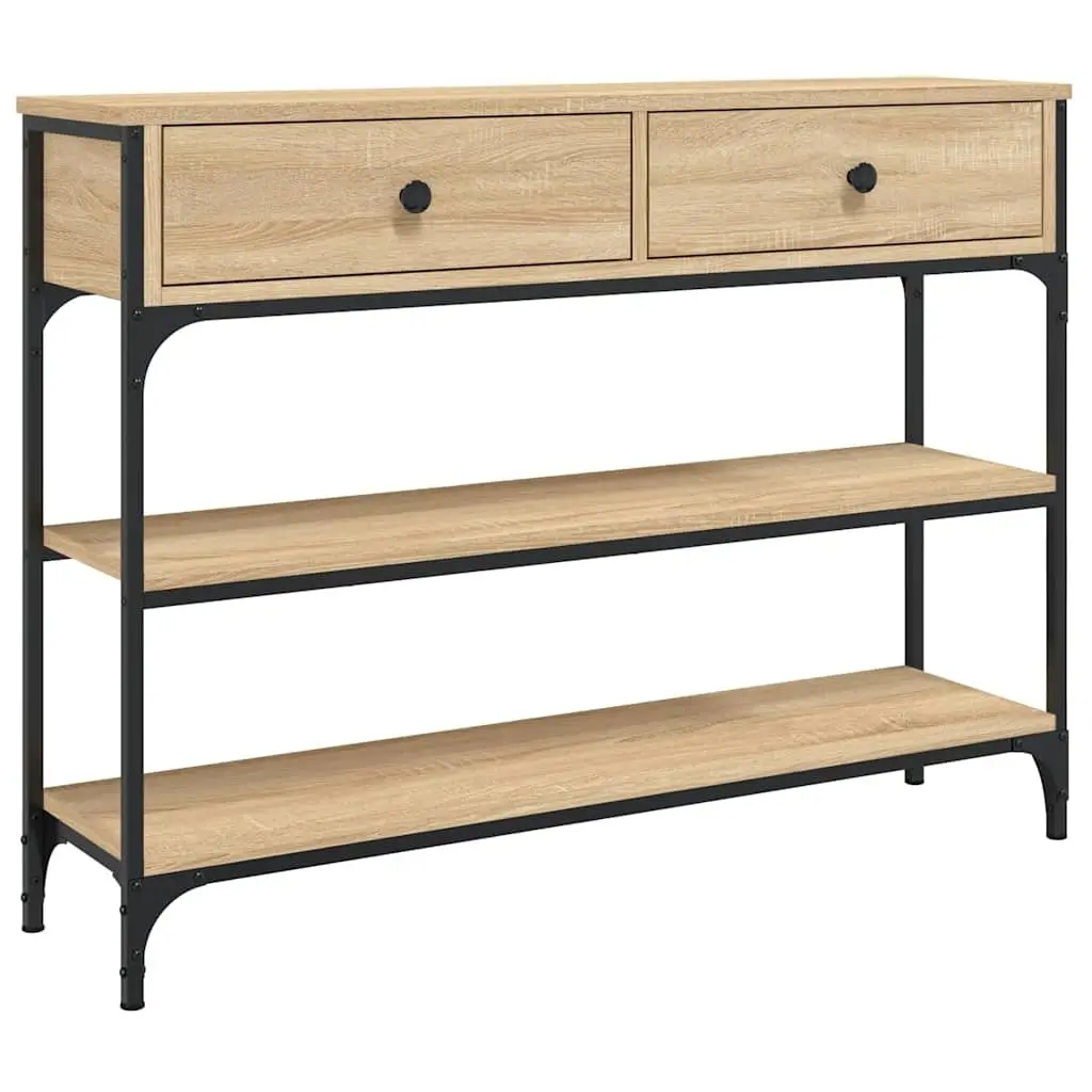 Console Table Brown 100cm x 25cm x 75cm Engineered Wood Metal Frame Storage Space