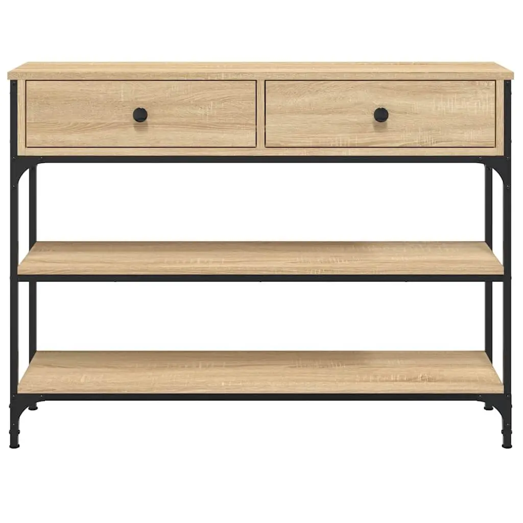 Console Table Brown 100cm x 25cm x 75cm Engineered Wood Metal Frame Storage Space