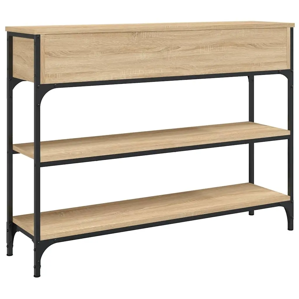 Console Table Brown 100cm x 25cm x 75cm Engineered Wood Metal Frame Storage Space