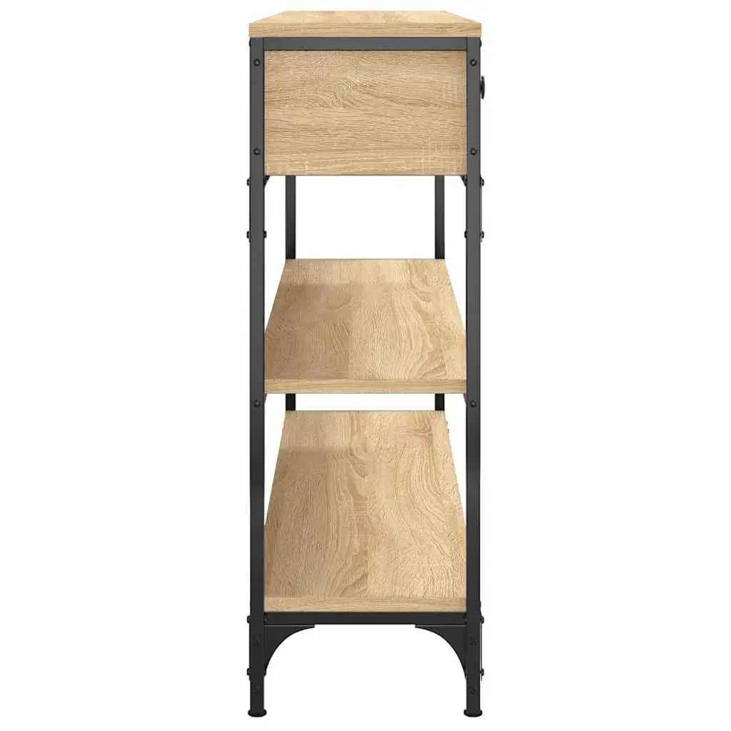 Console Table Brown 100cm x 25cm x 75cm Engineered Wood Metal Frame Storage Space