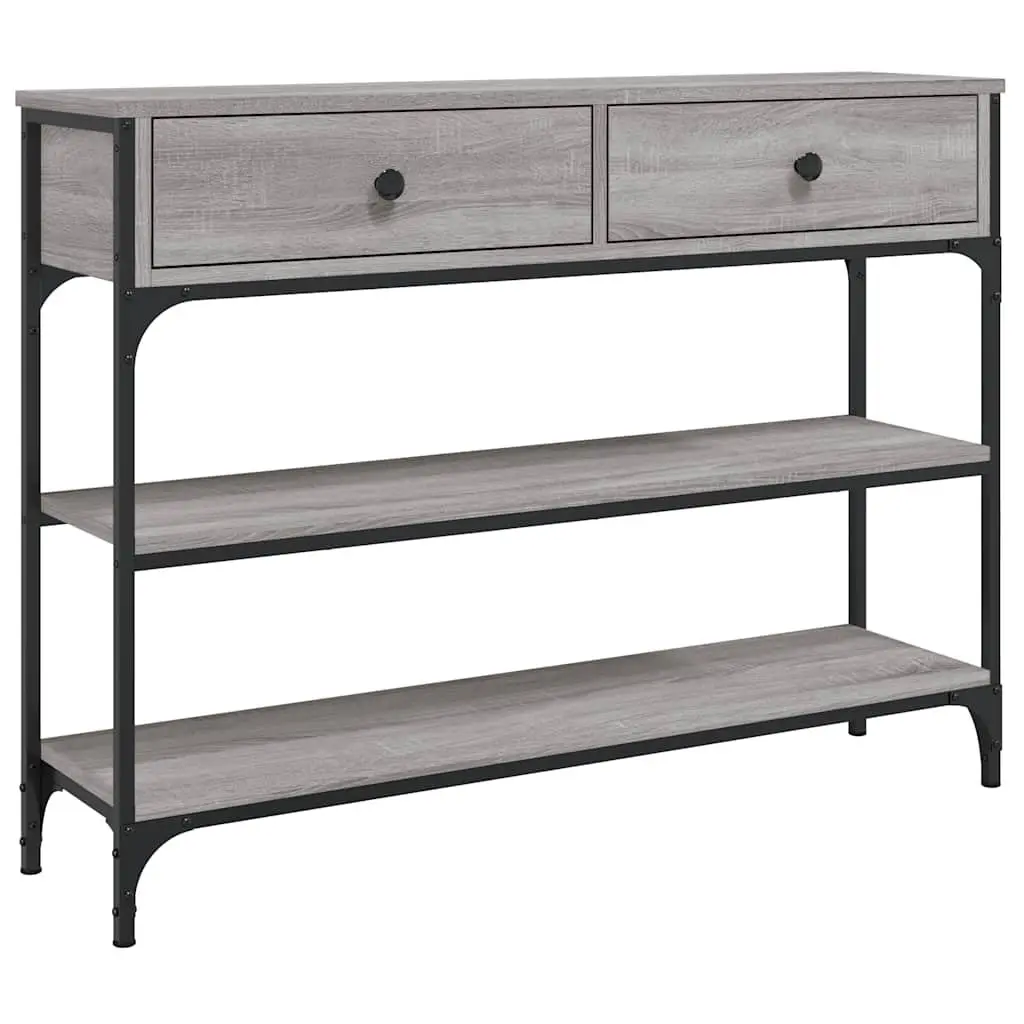 Console Table Grey Engineered Wood Metal Frame Storage for Entryway Hallway Accent Furniture 100x25x75cm