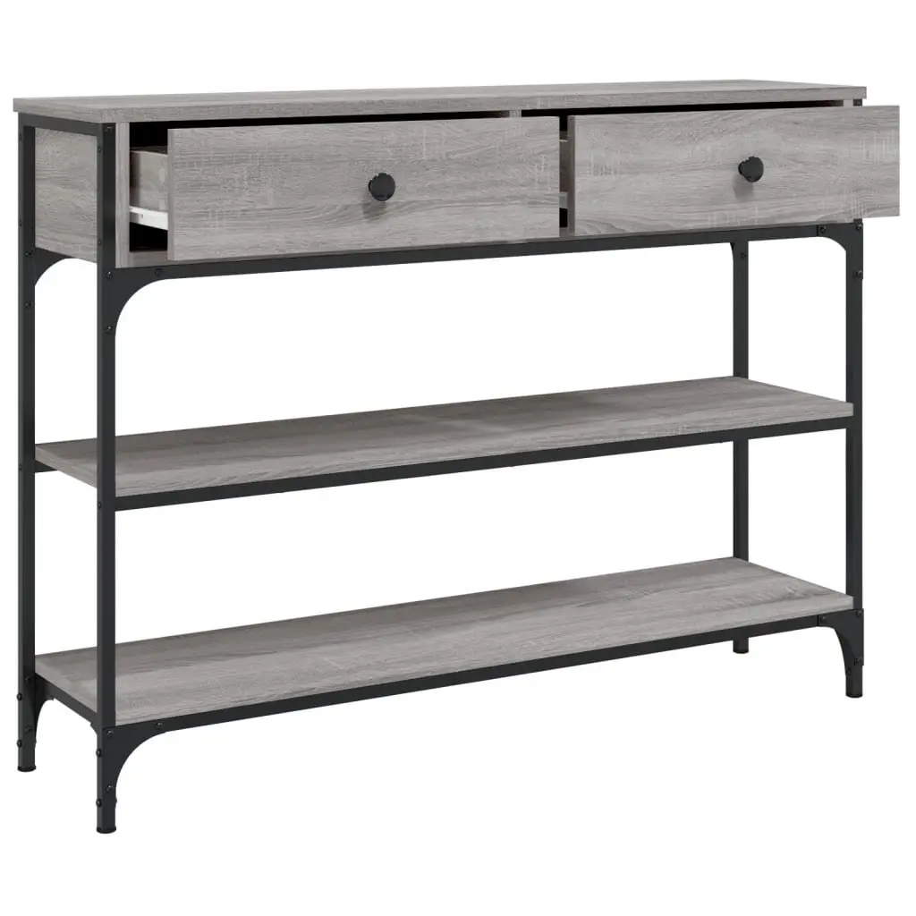 Console Table Grey Engineered Wood Metal Frame Storage for Entryway Hallway Accent Furniture 100x25x75cm