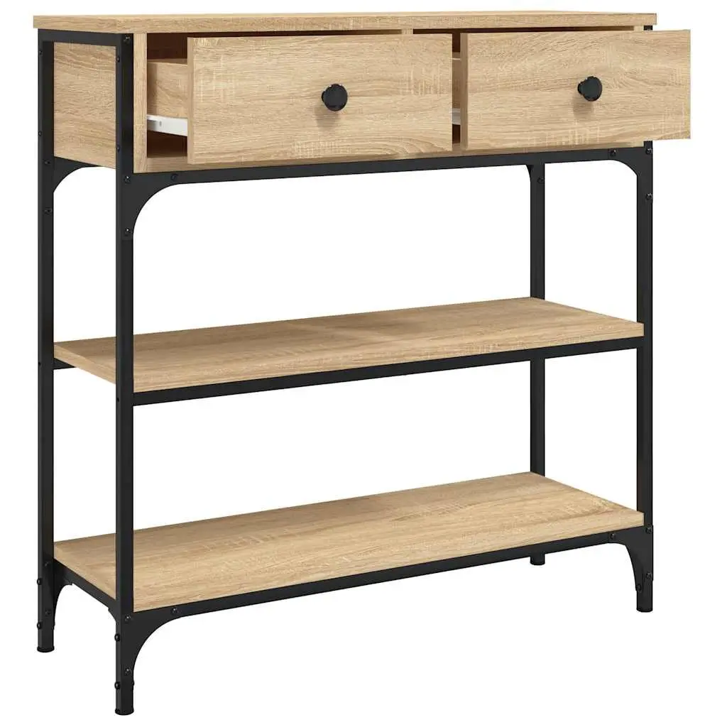 Console Table Brown Engineered Wood Metal Frame Entryway Living Room Accent