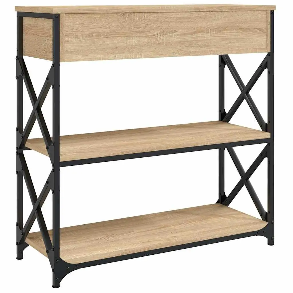 Console Table Brown Engineered Wood Storage Industrial Style