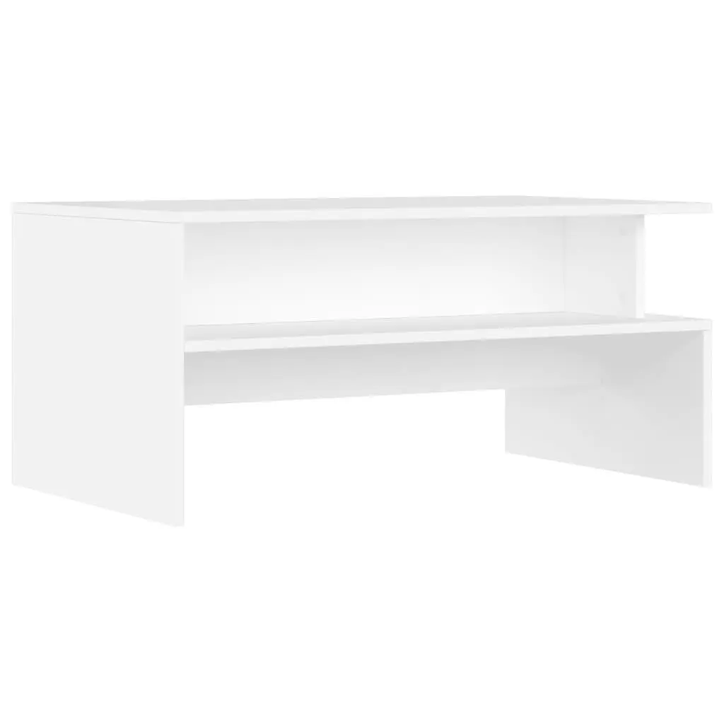 Coffee Table White Engineered Wood Storage Compartment Living Room Furniture