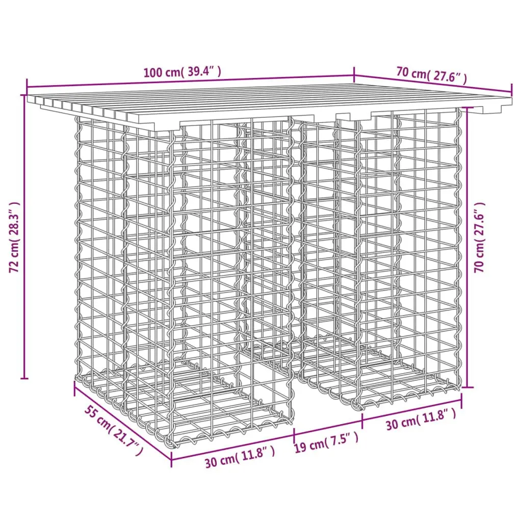 Garden Table for Patios with Solid Wood Top