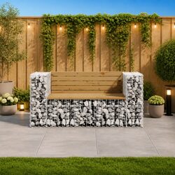 Garden Bench with Gabion Design: Compact & Durable