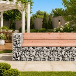 Garden Bench Outdoor Seating Gabion Design Douglas Wood Backyard Patio Furniture