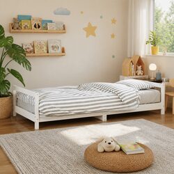 Kids Bed Frame in White - Solid Pine, 90x190 cm