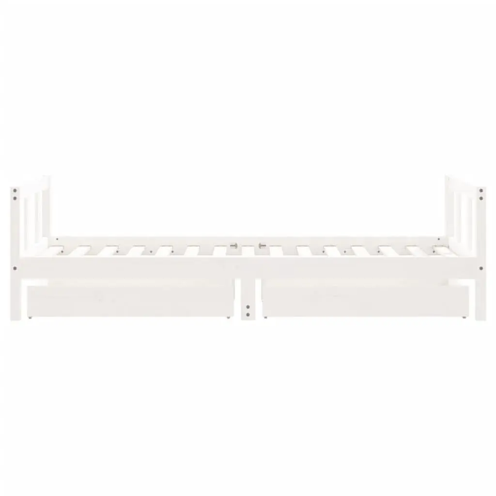 Kids Bed Frame with Storage Drawers White 90x190 cm Solid Wood Single Toddler
