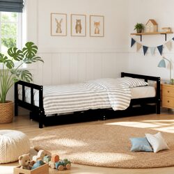 Compact Kids Bed Frame with Storage - Solid Pine 90x190cm
