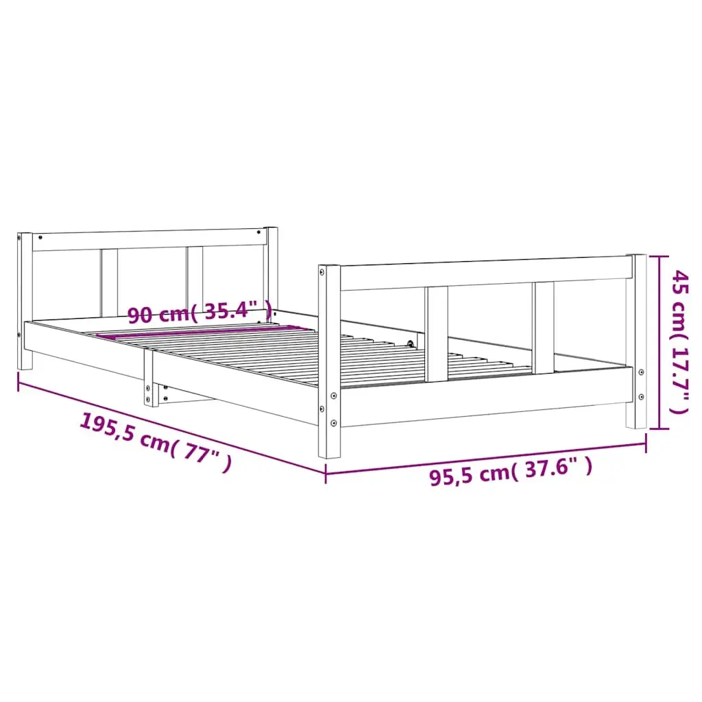Kids Bed Frame 90x190 cm Solid Wood Pine Brown Children Single Toddler Bedroom