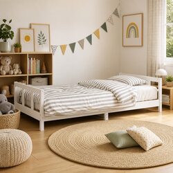 Sturdy Kids Bed Frame in White 90x190cm