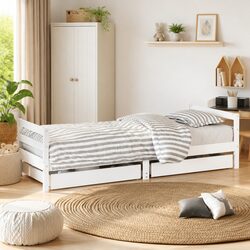 Concise Kids Bed Frame with Drawers - Easy Access Design