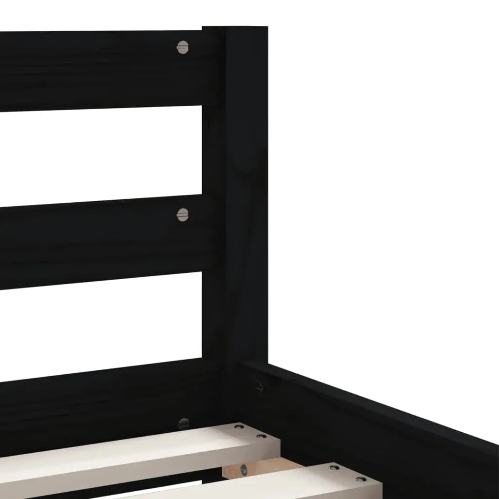 Kids Bed Frame 90x190 cm Black Solid Pine Wood with Storage Drawers Low Platform