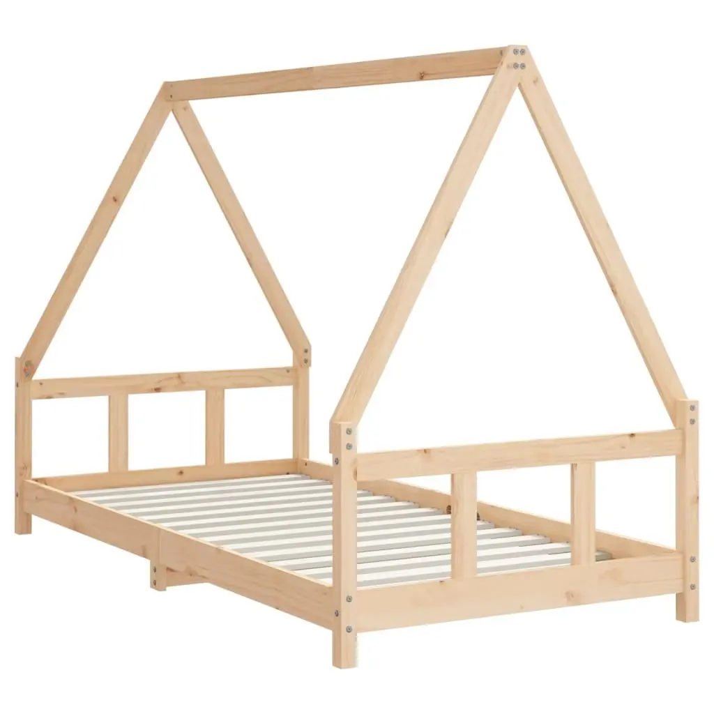 Kids Bed Frame 90x190 cm Solid Wood Pine House Design Low Profile Toddler
