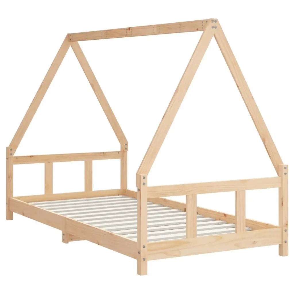 Kids Bed Frame 90x190 cm Solid Wood Pine House Design Low Profile Toddler