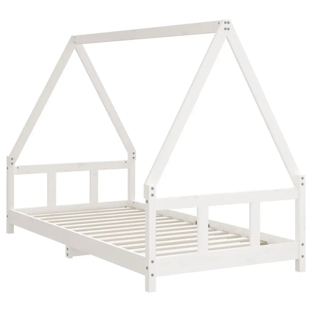 Kids Bed Frame White 90x190 cm Wooden Toddler House Design Low Height Bedroom