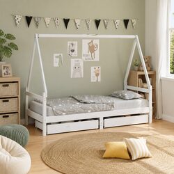 Compact Kids Bed Frame with House Style and Storage