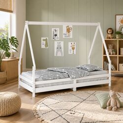 Compact Kids Bed Frame White 90x190 cm for Toddlers