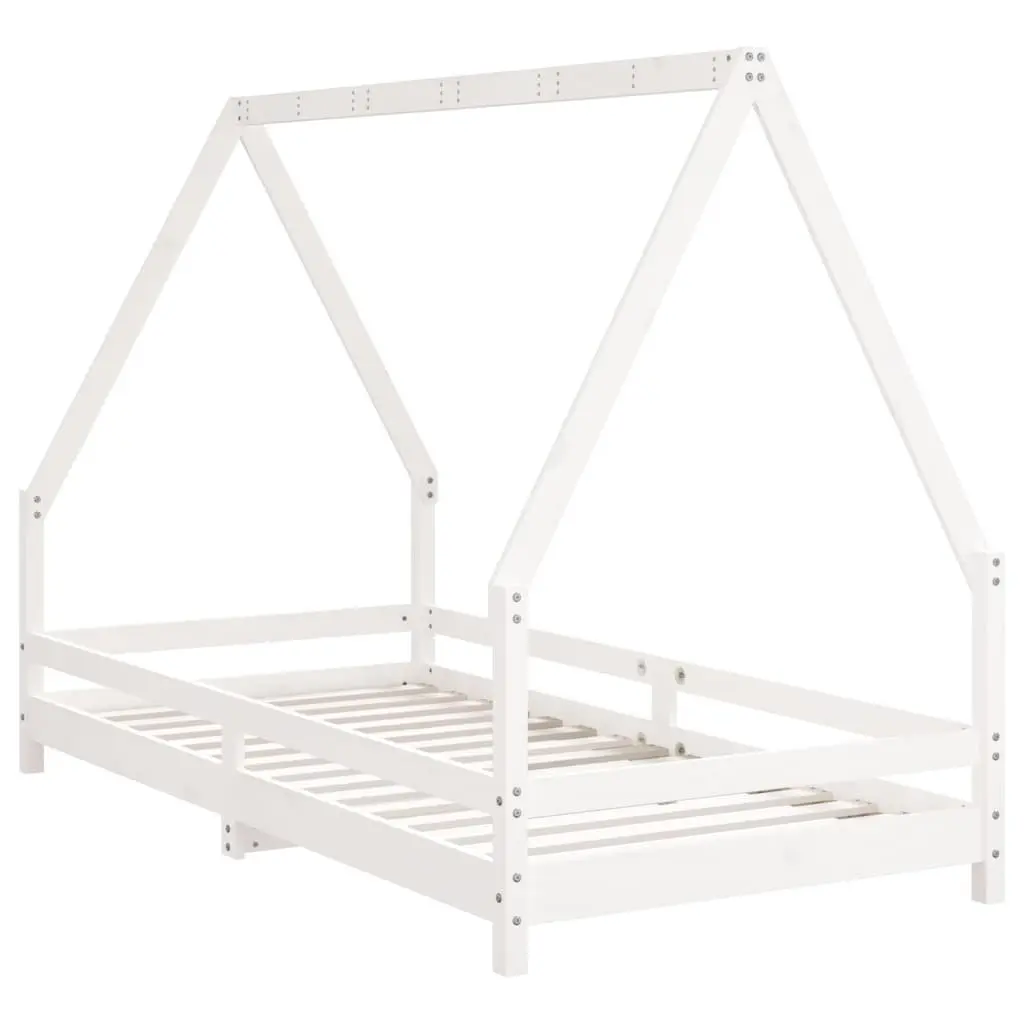Kids Bed Frame White 90x190 cm Wooden Single Toddler House Design Low Height