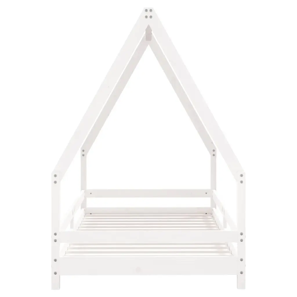 Kids Bed Frame White 90x190 cm Wooden Single Toddler House Design Low Height