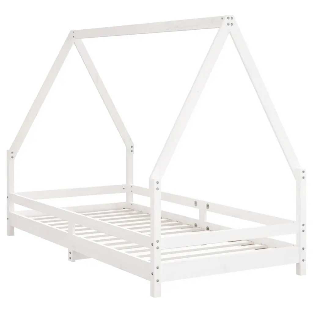 Kids Bed Frame White 90x190 cm Wooden Single Toddler House Design Low Height
