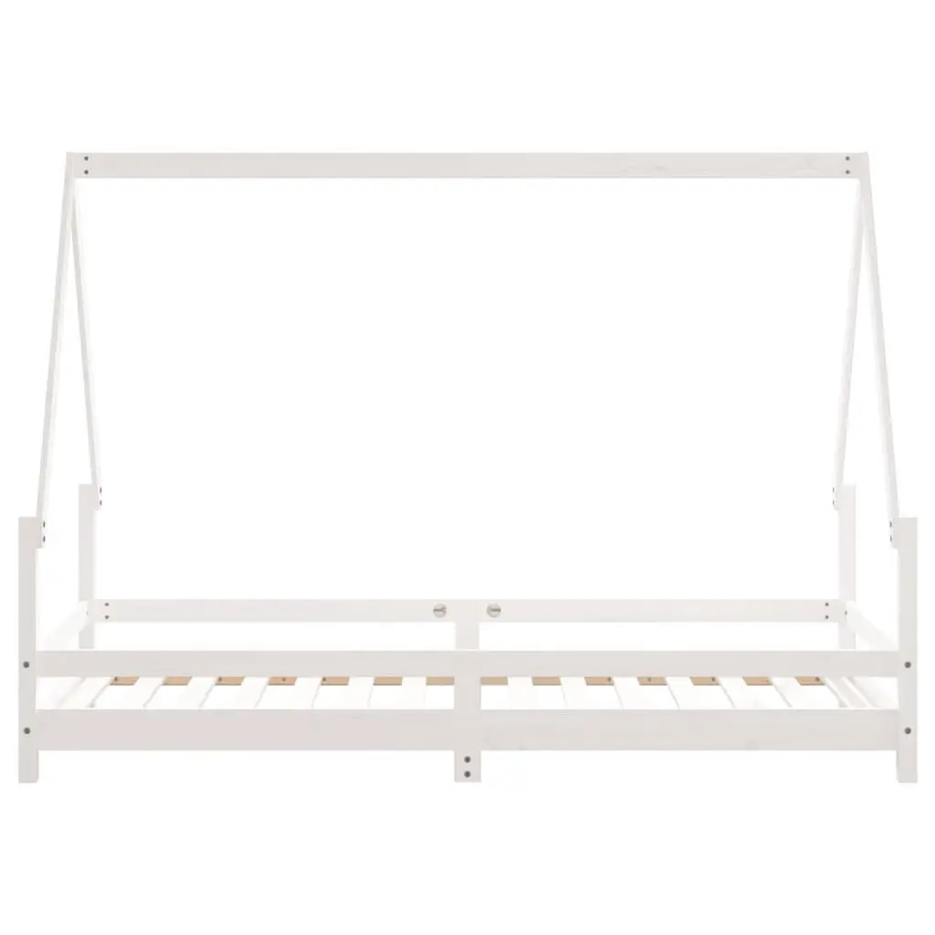 Kids Bed Frame White 90x190 cm Wooden Single Toddler House Design Low Height
