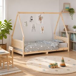 Concise Kids Bed Frame: 90x190 cm in Solid Pine