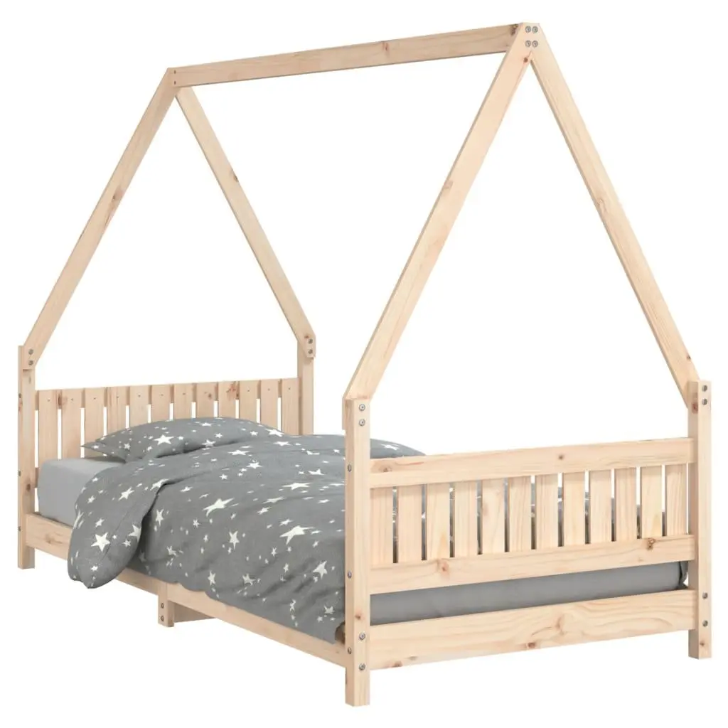 Kids Bed Frame 90x190 cm Solid Wood Pine House Design Low Toddler Bedroom