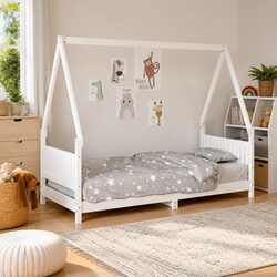Kids Bed Frame - Low Design, 90x190 cm White Pine